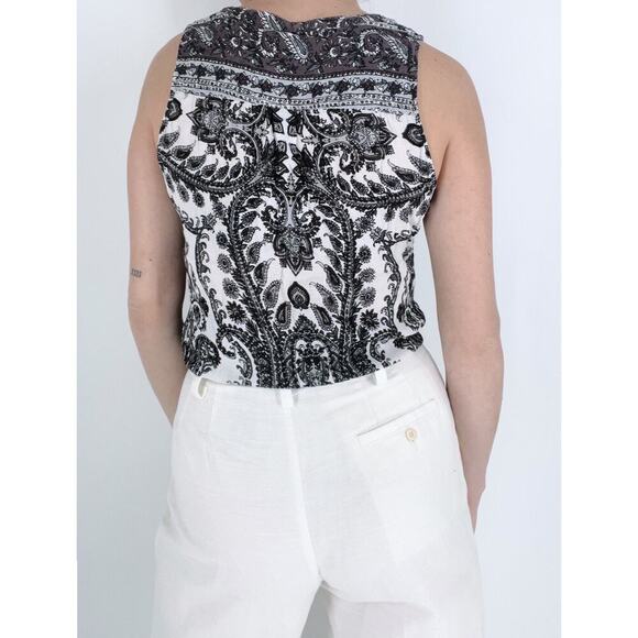 Lucky Brand Paisley Button Down Tie Front Blouse Size Small - Picture 3 of 5